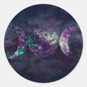 Sticker Rond Triple Déesse Lune Univers Lunaire Fête