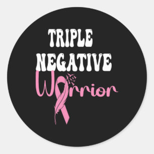 Sticker Rond Triple Guerrier Négatif Cancer Survivant Le sein p