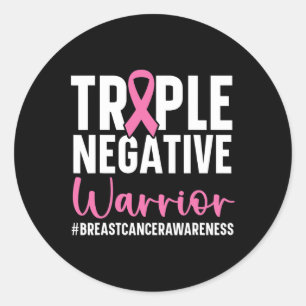 Sticker Rond Triple Guerrier Négatif Conscience du cancer du se