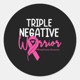 Sticker Rond Triple Négatif Warrior Rose Ribbon Breast Cancer