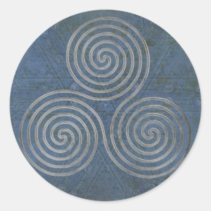 Sticker Rond triple spirale celtique - OneLine argent antique