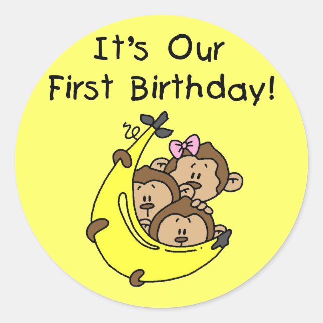 Sticker Rond Triplets 1er - Deux garçons, une fille (Devant)