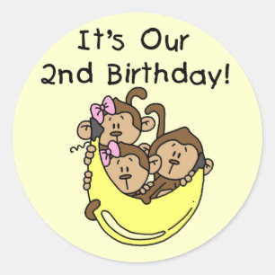 Sticker Rond Triplets 2e - Deux filles et un garçon