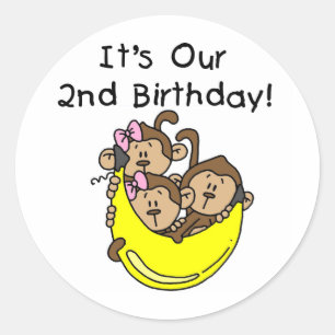 Sticker Rond Triplets 2e - Deux filles et un garçon