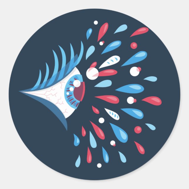 Sticker Rond Trippé des yeux psychédélique bizarre (Devant)
