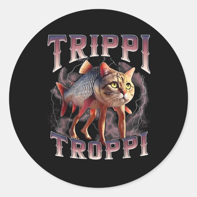 Sticker Rond Trippi Troppi - Italien Brainrot Meme Cat (Devant)