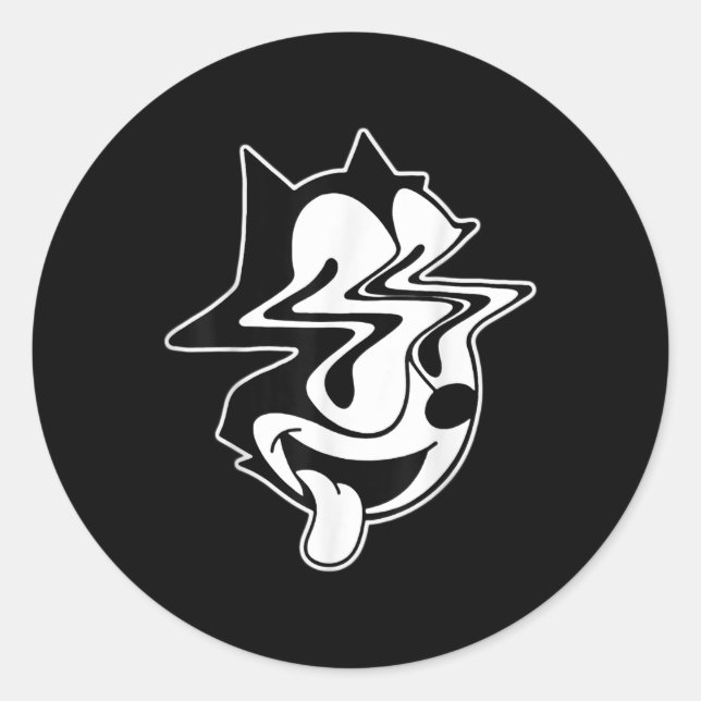 Sticker Rond Trippy Felix Cat Blackwork (Devant)