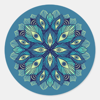 Sticker Rond Trippy Psychedelic Eyes Floral Surreal Art