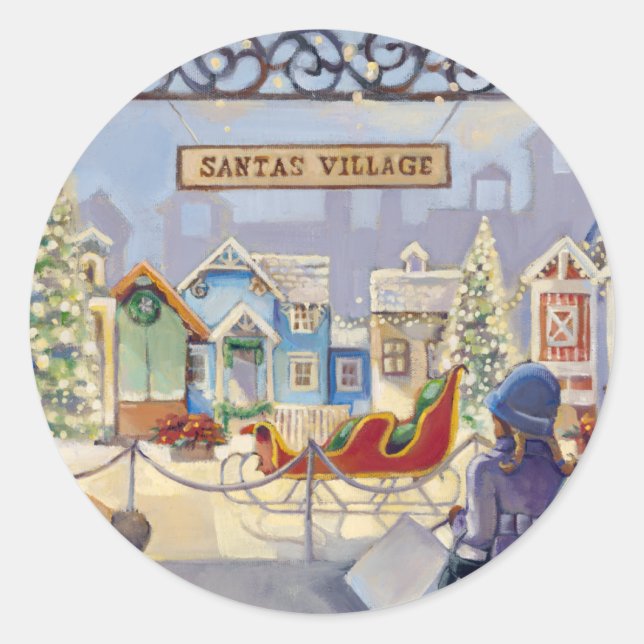 Sticker Rond Trish Biddle Père Noël Villiage (Devant)