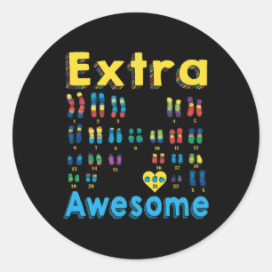 Sticker Rond Trisomy 21 Xx Chromosome Extra Girl World Down Syn