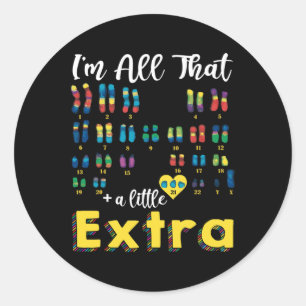 Sticker Rond Trisomy 21 Xy Extra Chromosome Boy World Down Synd
