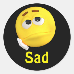 Sticker Rond Triste Emoji Emoticon visage de dessin