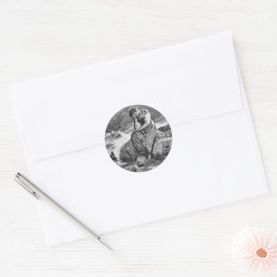 Sticker Rond Triste Gothique Femme Vintage Sympathie Art Illust