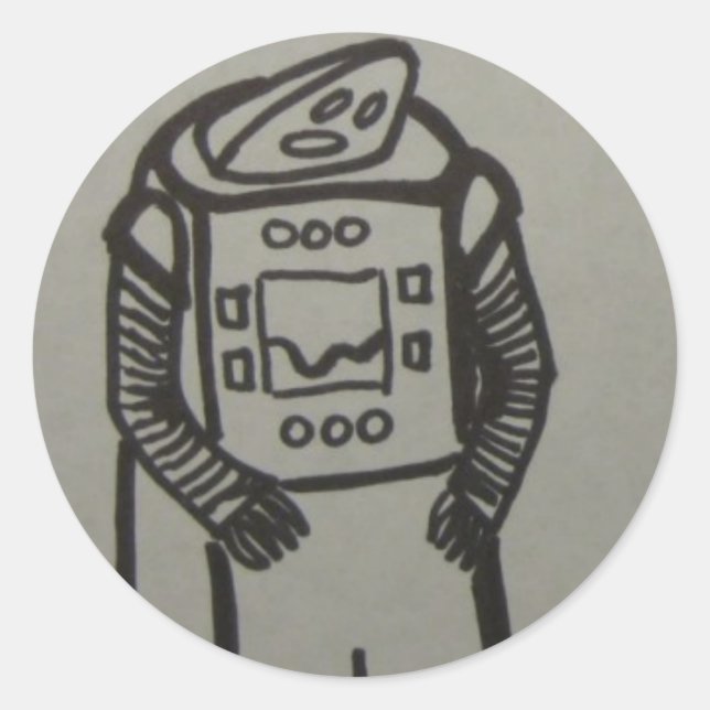 Sticker Rond triste robot fils (Devant)
