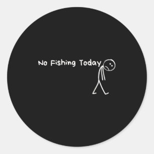 Sticker Rond Triste Stick Figure Passionné de Pêche Pas de Pêch