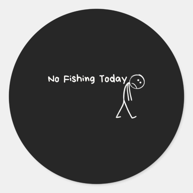 Sticker Rond Triste Stick Figure Passionné de Pêche Pas de Pêch (Devant)
