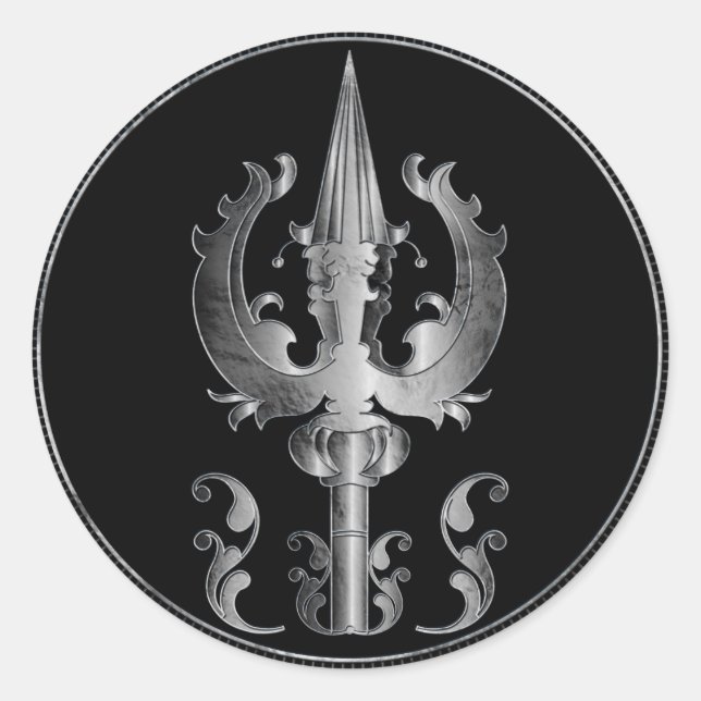 Sticker Rond Trisula - Trident de Shiva (Devant)