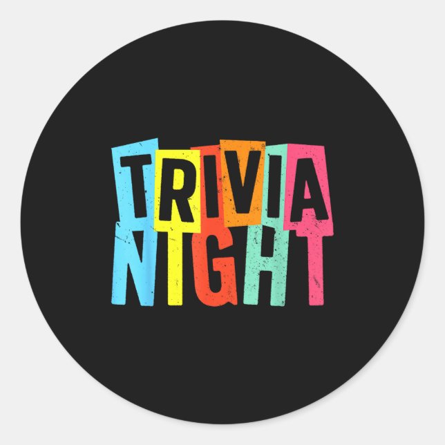Sticker Rond Trivia Night Art For Men Women Trivia Host Trivia  (Devant)
