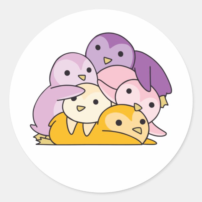 Sticker Rond Trixic Flag Pride Lgbtq Cute Penguin (Devant)