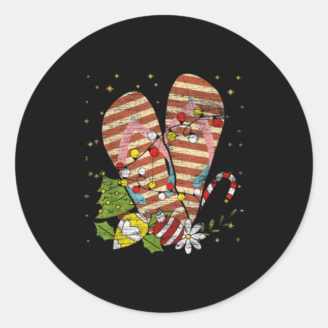 Sticker Rond Trocal Xmas Summer Vacation Flip Flops Christmas I (Devant)