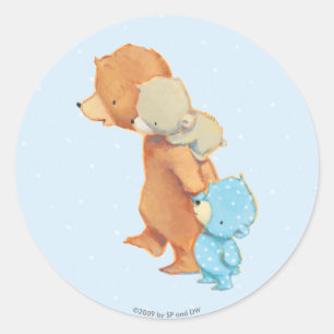 Sticker Rond Trois adorables amis de l'ours