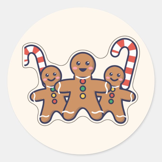Sticker Rond Trois amis biscuits au gingembre (Devant)