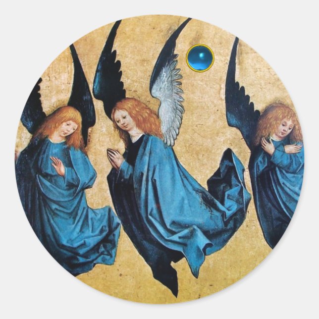 STICKER ROND TROIS ANGES EN BLEU (Devant)