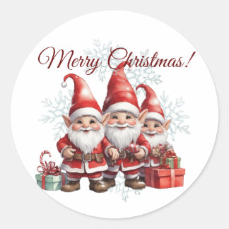 Sticker Rond Trois bro, trois gnomes - Joyeux Noël !