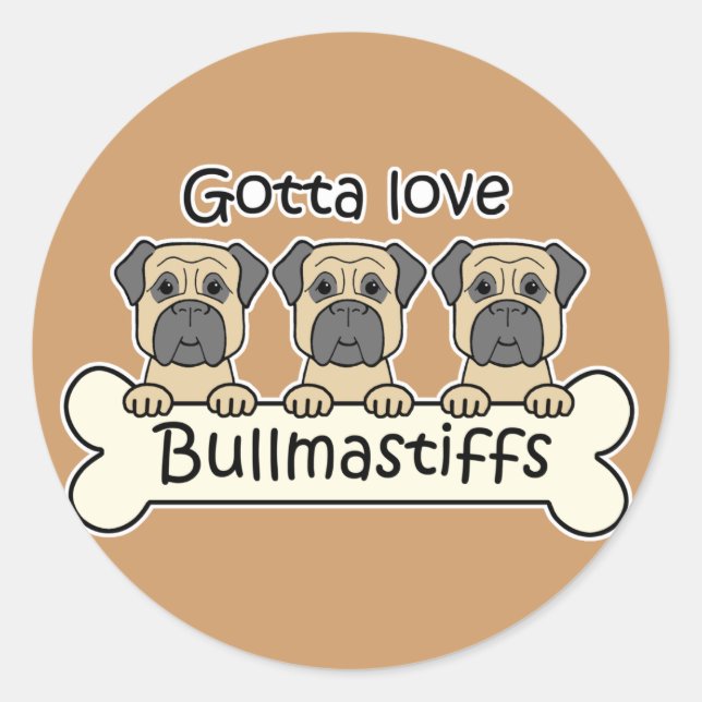 Sticker Rond Trois Bullmastiff (Devant)