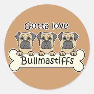 Sticker Rond Trois Bullmastiffs