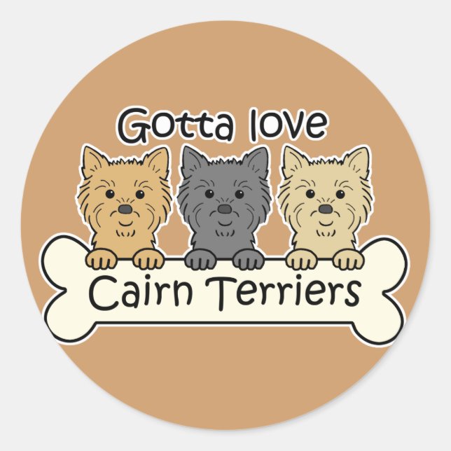 Sticker Rond Trois Cairn Terriers (Devant)