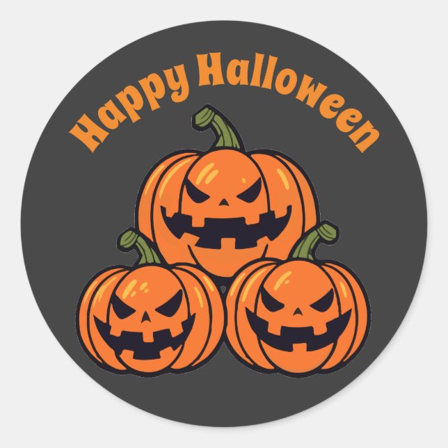 Sticker Rond Trois citrouilles de Jack o'lantern (Devant)