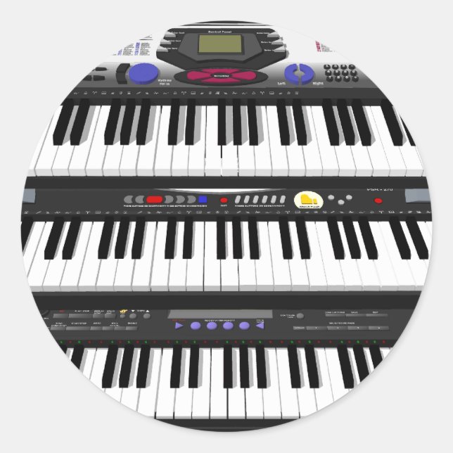 Sticker Rond Trois Claviers modernes : Synthétiseurs : (Devant)