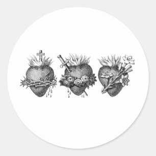Sticker Rond Trois Coeurs de Jésus, Marie et Joseph Adresse
