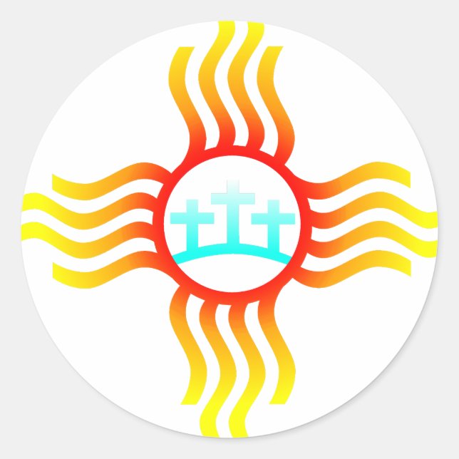 Sticker Rond Trois croix Nouveau Mexique Zia (Devant)