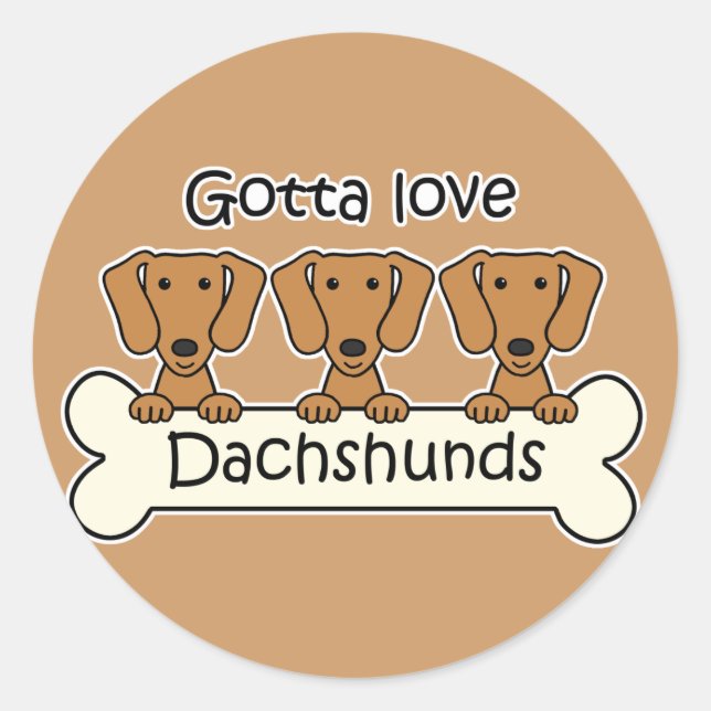 Sticker Rond Trois Dachshunds (Devant)