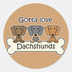 Sticker Rond Trois Dachshunds
