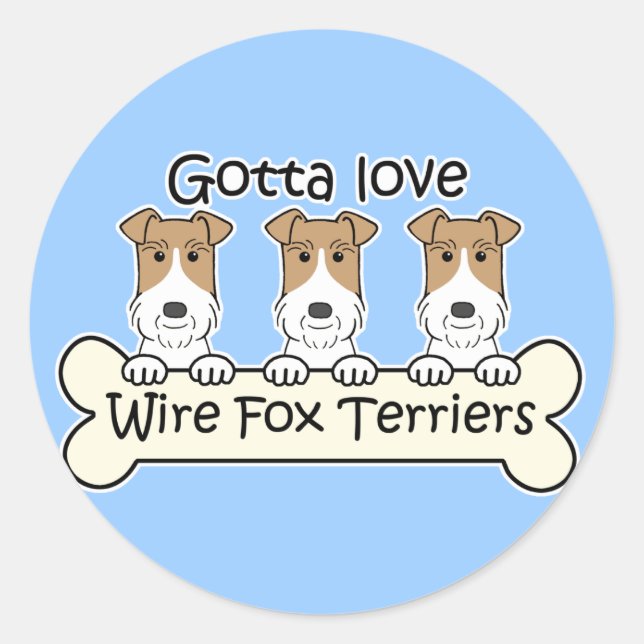 Sticker Rond Trois fils Fox Terriers (Devant)