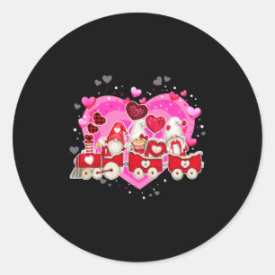 Sticker Rond Trois Gnomes Tenant des Cœurs pour la Saint-Valent