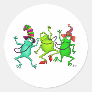 Sticker Rond Trois grenouilles dansantes