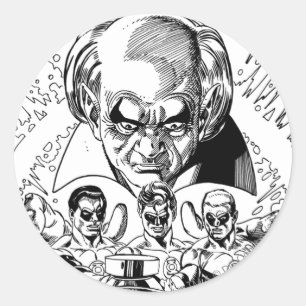 Sticker Rond Trois Lanternes Vertes Couverture comique, noir et