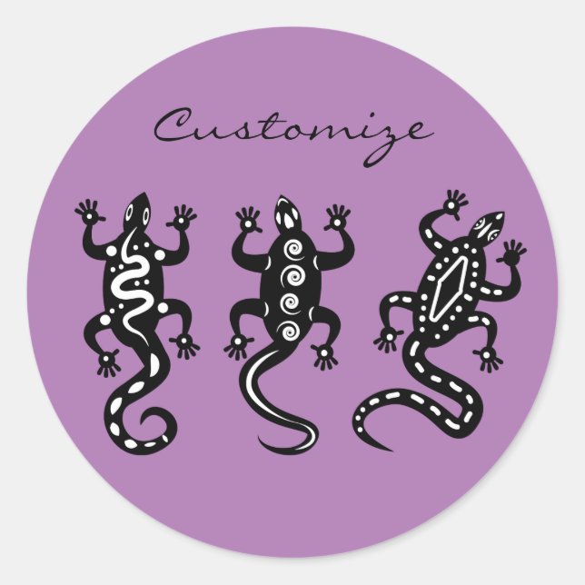 Sticker Rond Trois Lizards noirs style Thunder_Cove sud-ouest (Devant)