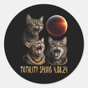 Sticker Rond Trois lune de chat 3 loups solaire 2024 Eclipse To