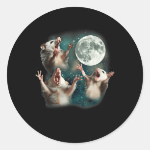 Sticker Rond Trois Lune Possum _ 3 Opossum Funny Bizarre Maudit