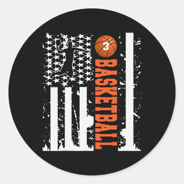 Sticker Rond Trois Maillot Tee Sketll Numéro Drapeau Usa  (Devant)