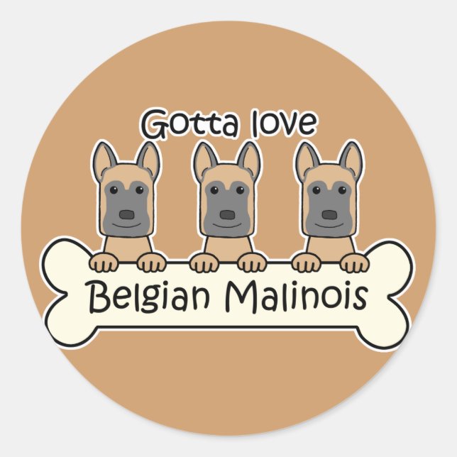 Sticker Rond Trois Malinois belges (Devant)
