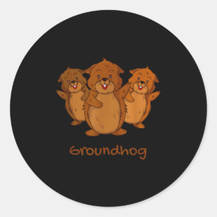 Sticker Rond Trois marmottes mignonnes drôle de woodchuck &
