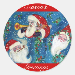 STICKER ROND TROIS PÈRE NOËL