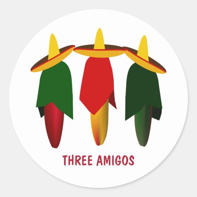 Sticker Rond Trois Poivrons Chauds Amigos (Devant)