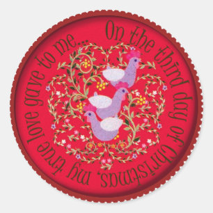 Sticker Rond Trois poules françaises